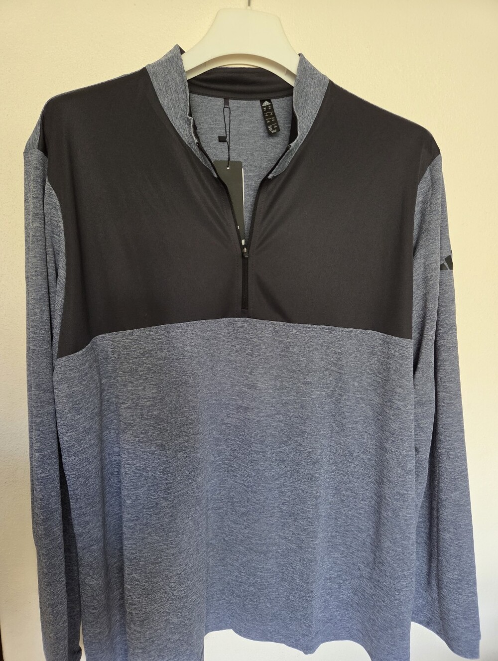 adidas  | Men's Quarter-Zip Pullover - Navy & Heather Blue | 3XL